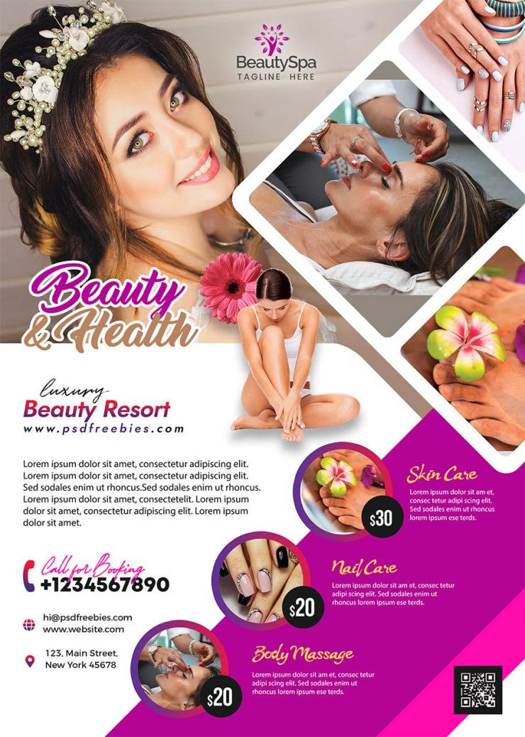 Beauty Spa Hair Salon Flyer Psd Template Psdfreebies