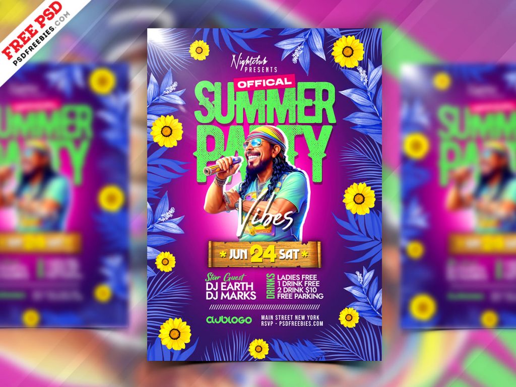 Summer Party Vibes Flyer Design PSD PSDFreebies