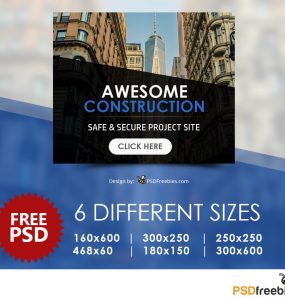 Awesome Construction Ads Banners PSD