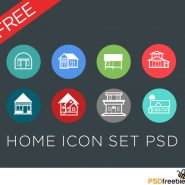 Flat style Home Icon set PSD