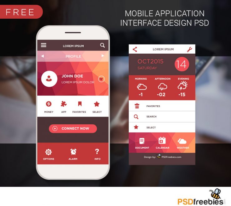 Mobile application interface design PSD