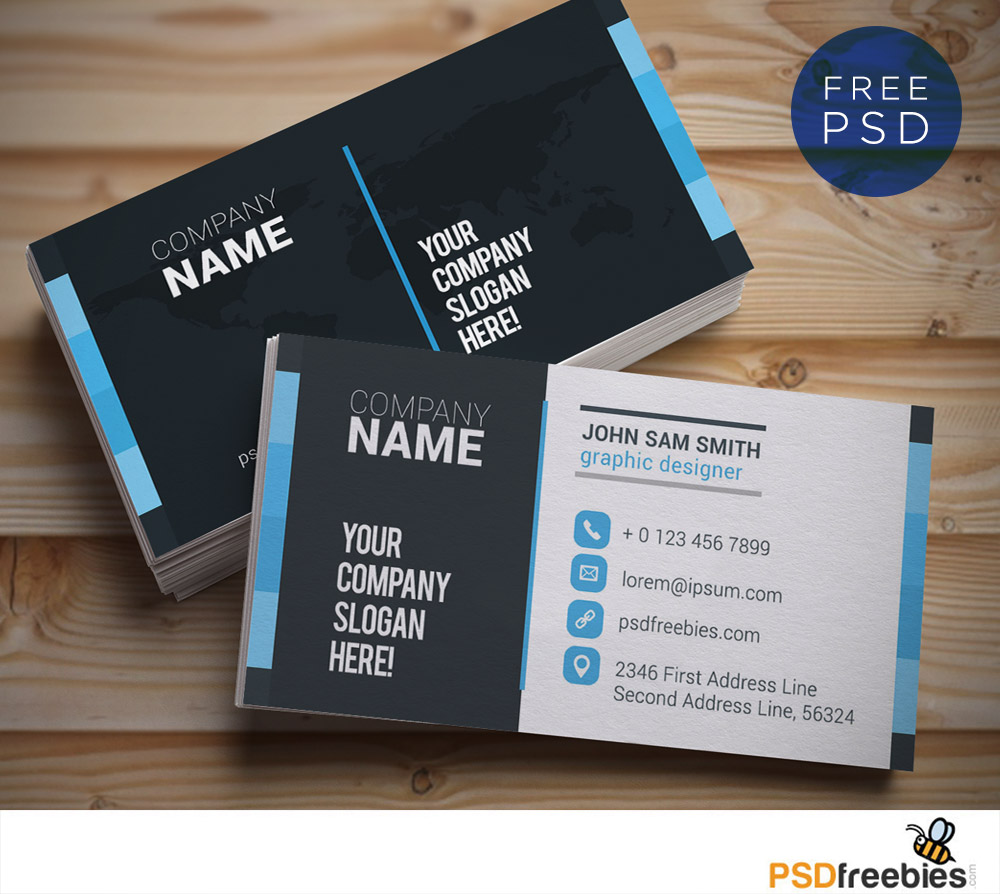 Creative and Clean Business Card Template PSD – PSDFreebies.com Inside Visiting Card Psd Template Free Download
