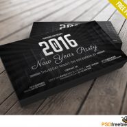 2016 New Years Party invitation card Free PSD