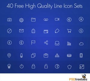 40 Free High Quality Line Icon Set PSD