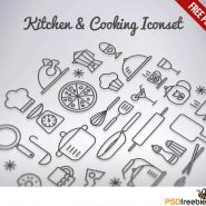 Kitchen & Cooking Outline Iconset Free PSD