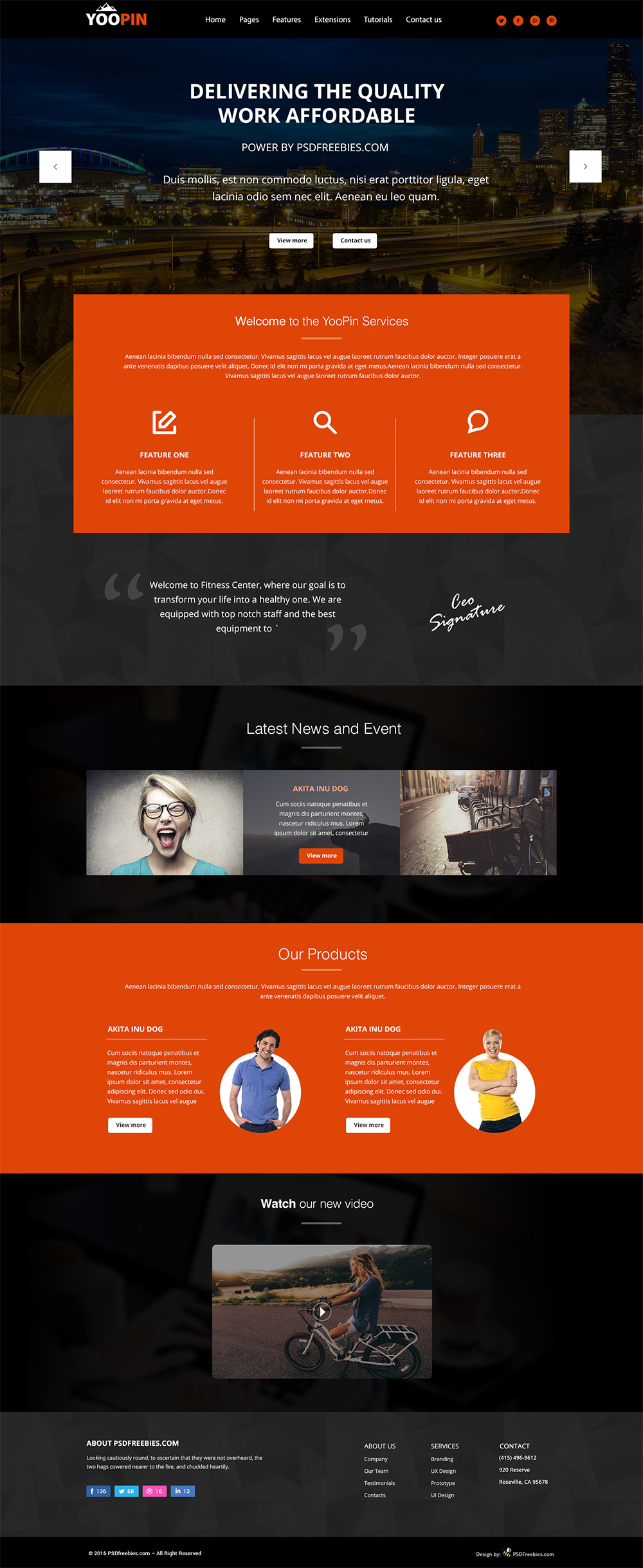 YooPin Multipurpose Modern Website Template Free PSD PSDFreebies