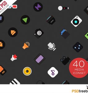 40 Music and Media Iconset Free PSD