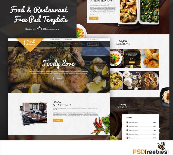 Food and Restaurant Website Free PSD Template | PSDFreebies.com