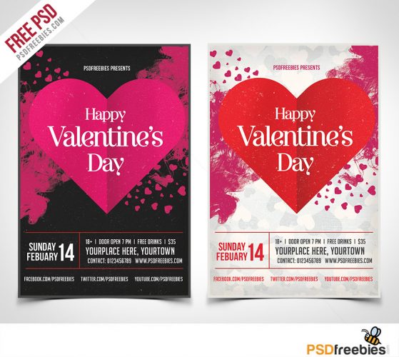Valentines Party Flyer PSD Template Freebie | PSDFreebies.com