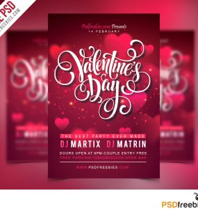 Free Valentines Party Flyer PSD Template