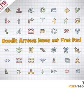 Doodle Arrows Icons set Free PSD