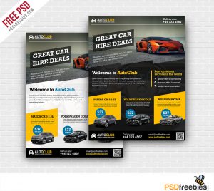 Cars Rental Flyer Free PSD Template