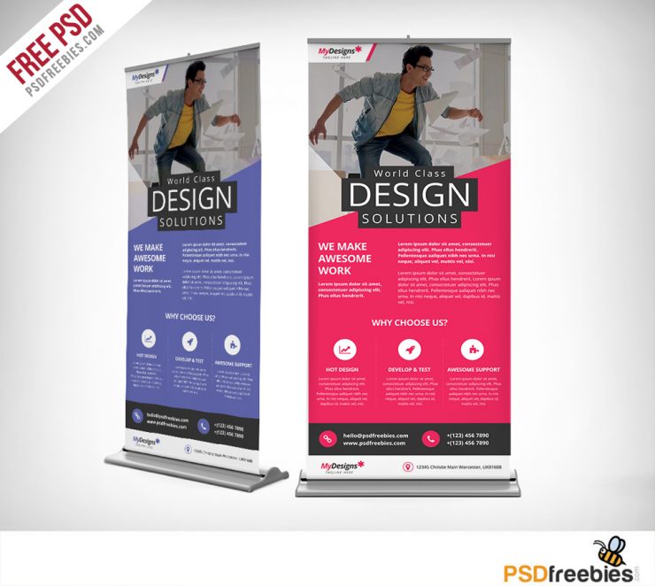Corporate Outdoor Roll-Up Banner Free PSD