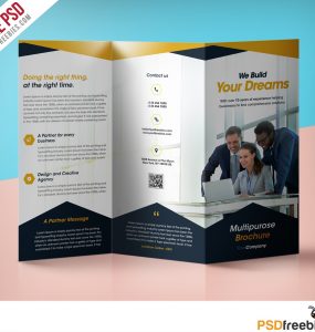 Professional Corporate Tri-Fold Brochure Free PSD Template