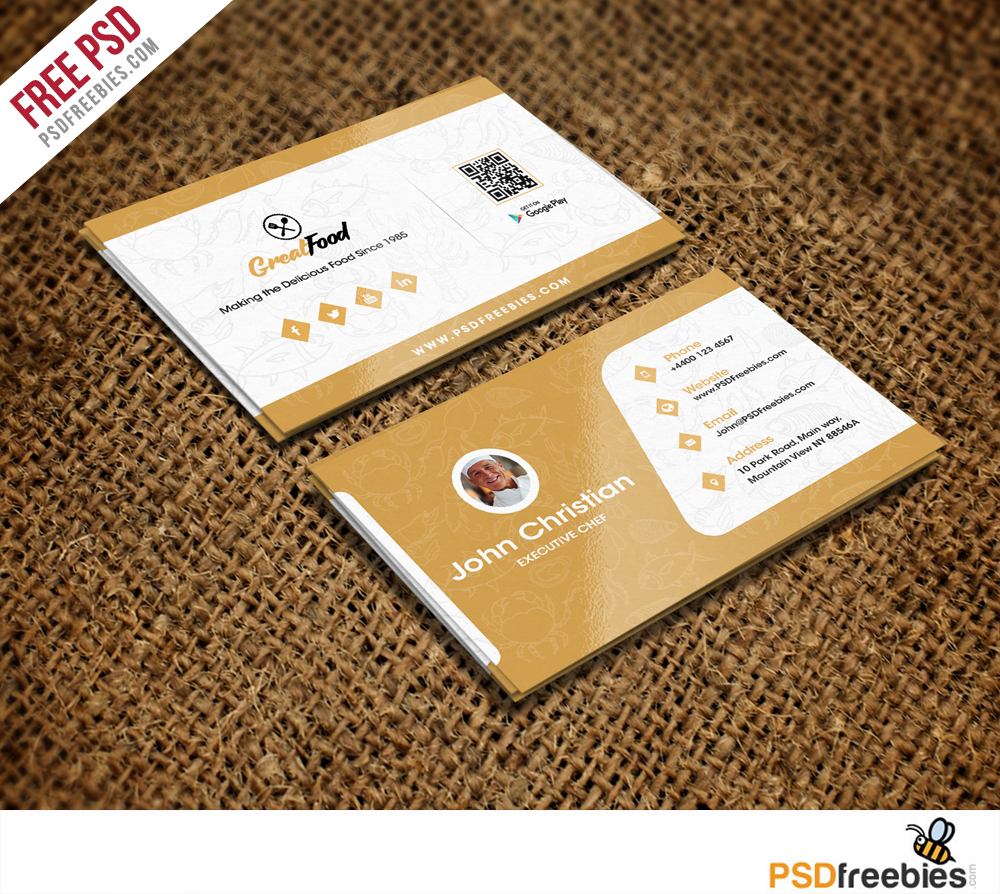 Restaurant Chef Business Card Template Free PSD – PSDFreebies.com Regarding Visiting Card Templates Psd Free Download