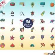 Summer Vacations and Holidays Icon set Free PSD