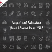School and Education Hand Drawn Icons PSD