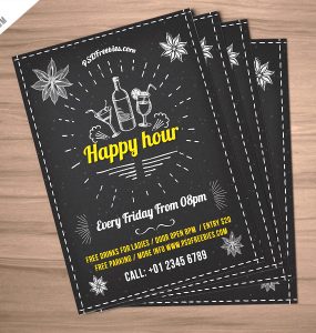Happy Hour Party Invitation Flyer Free PSD