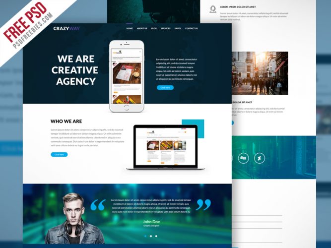 Creative Agency Website Template Free PSD | PSDFreebies.com