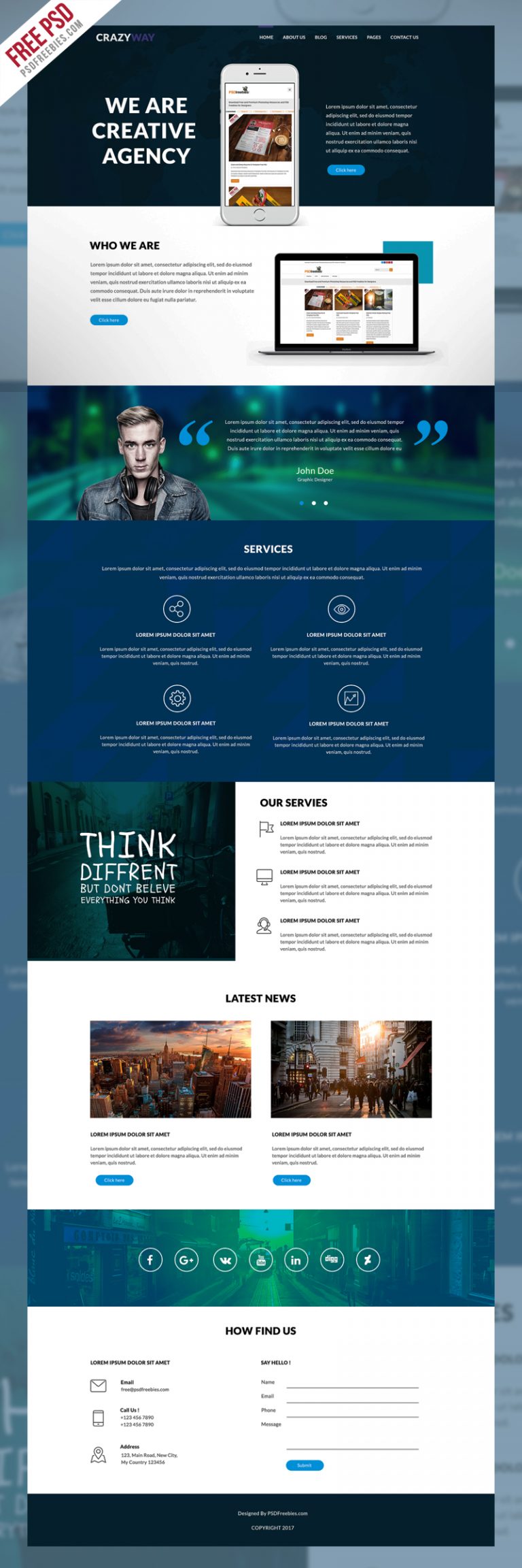 Creative Agency Website Template Free Psd 