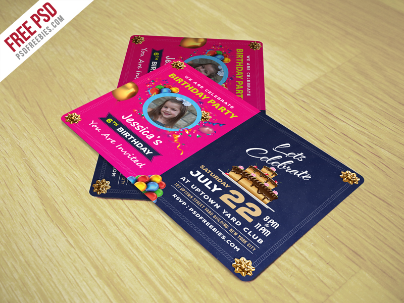 Birthday Invitation Card Template Free PSD PSDFreebies