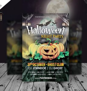 Halloween Night Party Flyer Template Free PSD