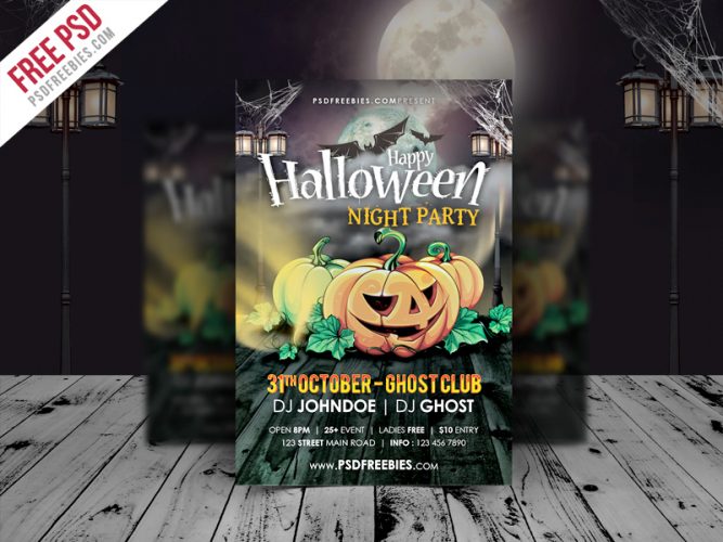 Halloween Night Party Flyer Template Free PSD | PSDFreebies.com