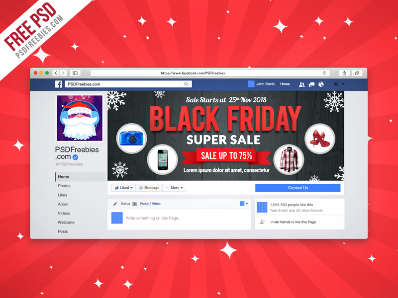 Black Friday Sale Facebook Cover Picture PSD