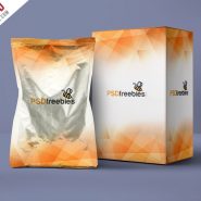 Aluminum Pouch and Box Mockup PSD Template