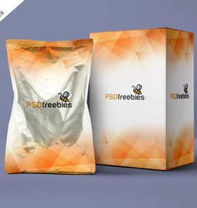Aluminum Pouch and Box Mockup PSD Template