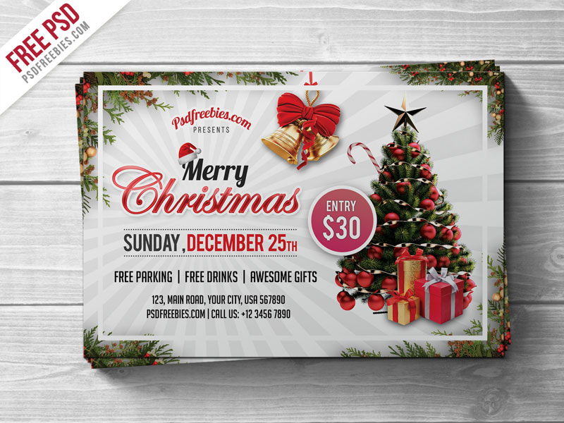 Merry Christmas Party Flyer Psd Template Psdfreebies Com