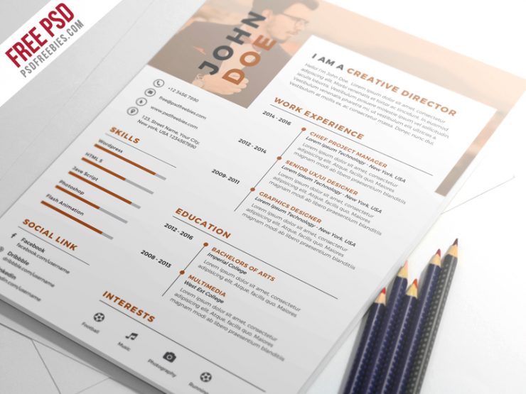 Nice and Clean Resume CV PSD Template