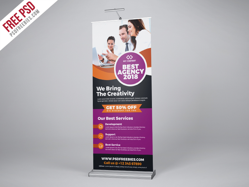 Download Professional Agency Roll-Up Banner PSD Template | PSDFreebies.com