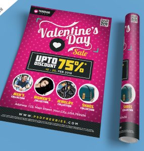 Valentines Day Shopping Sale Flyer Template PSD