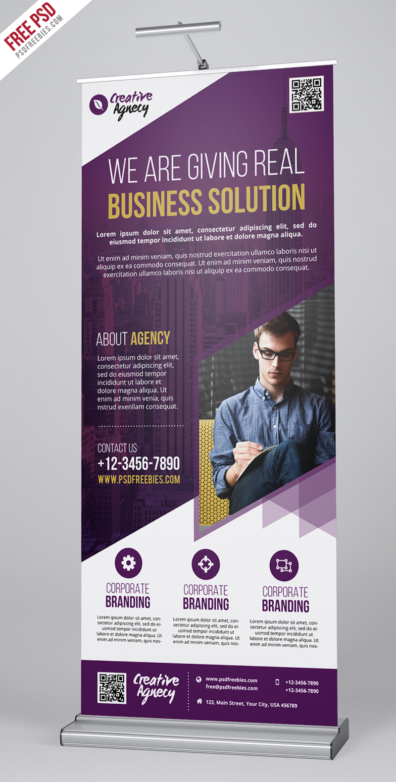 Creative Agency Roll Up Banner PSD Template PSDFreebies com