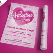 Modern Valentines Party Invitation Flyer PSD