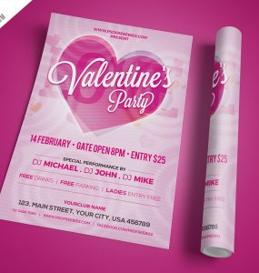 Modern Valentines Party Invitation Flyer PSD