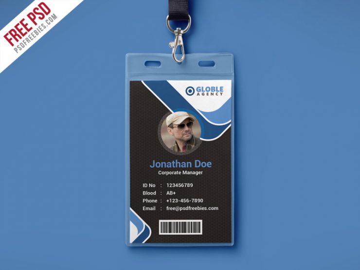 Multipurpose Dark Office ID Card Free PSD Template