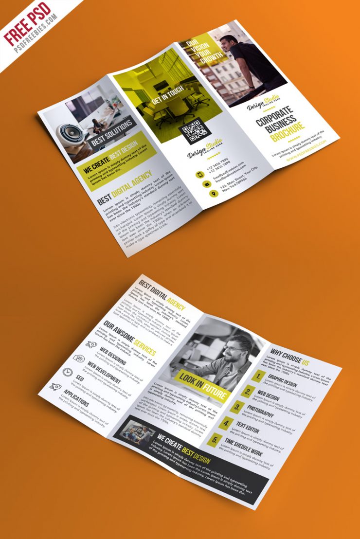 Professional Trifold Brochure PSD Template | PSDFreebies.com