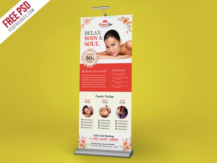 Beauty and Spa Roll-up Banner Template PSD