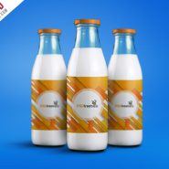 Milk Bottle Packaging Mockup PSD Template