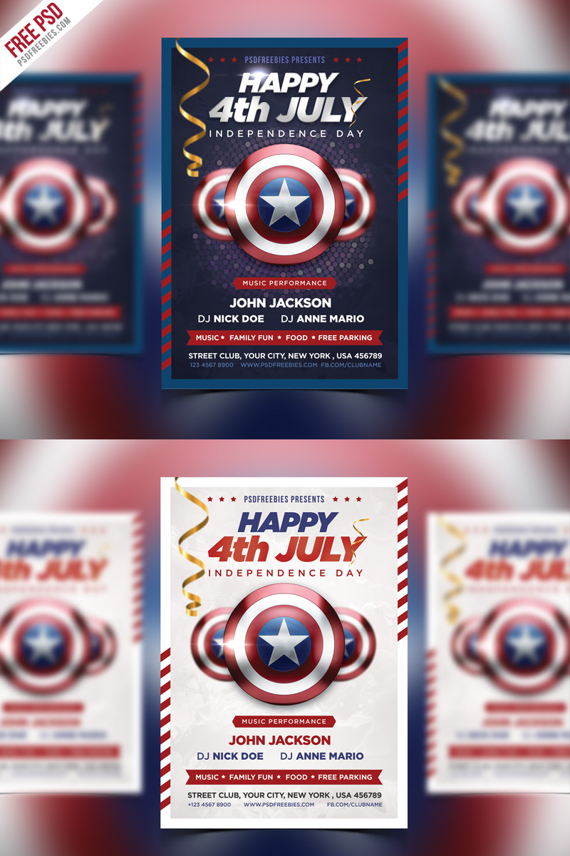 4th of July Event Flyer PSD Template Bundle