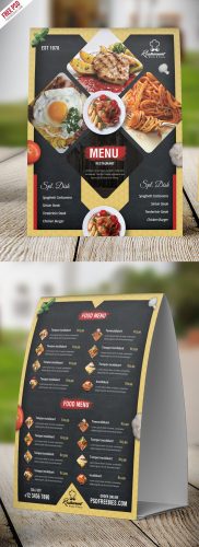 Restaurant Menu Table Tent Card PSD Template | PSDFreebies.com