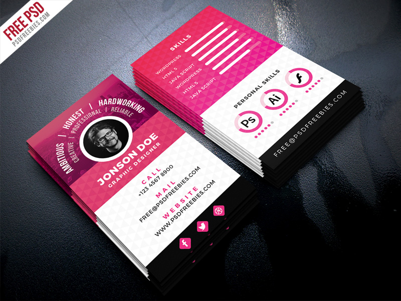 resume style business card psd template