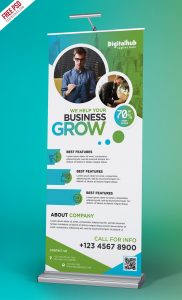 Business Promotion Roll-up Banner Template PSD