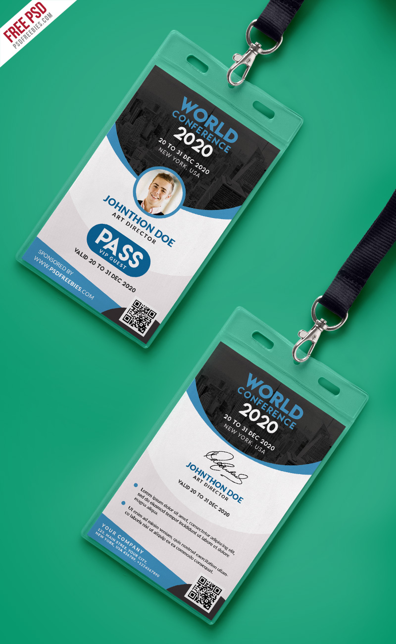 Conference VIP Entry Pass ID Card Template PSD – PSDFreebies.com With Regard To Conference Id Card Template