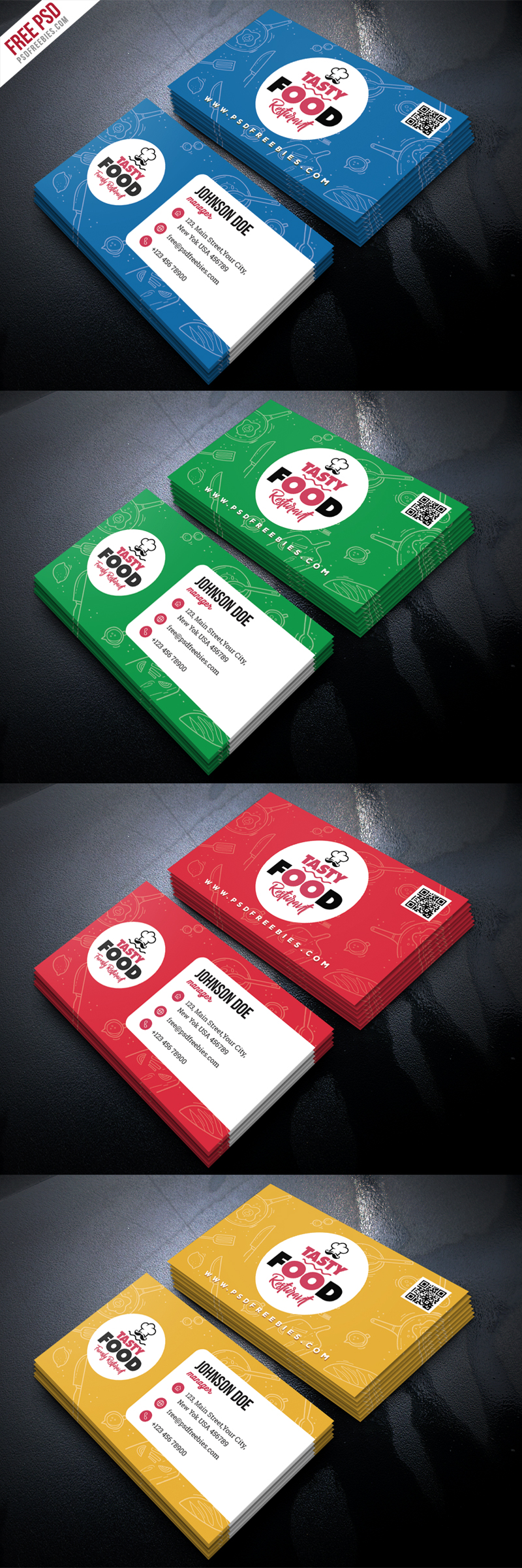 Restaurant Business Card Free PSD Bundle – PSDFreebies.com Throughout Food Business Cards Templates Free