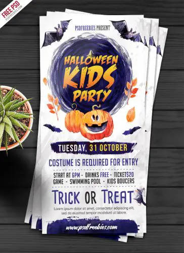 Halloween Kids Party Invitation Card PSD | PSDFreebies.com