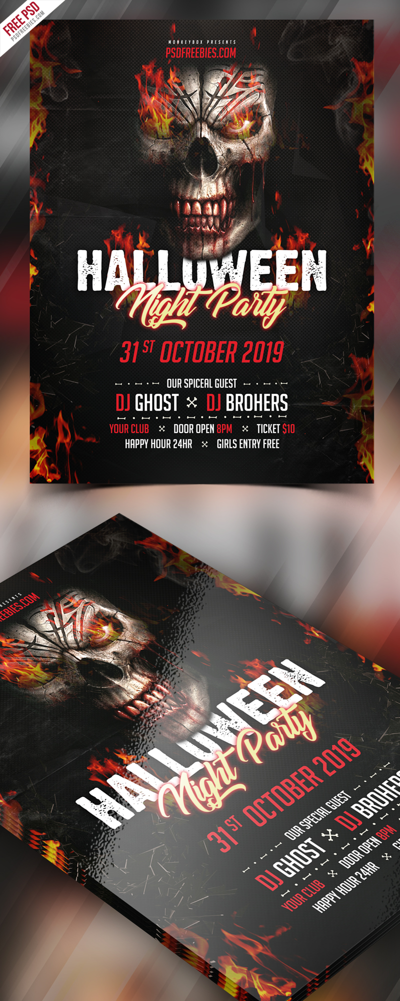 Halloween Party Invitation Flyer PSD Template