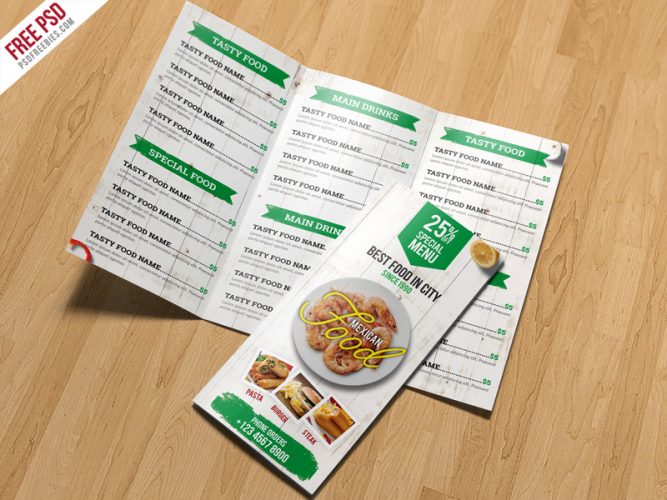 Restaurant Menu TriFold Brochure PSD Template | PSDFreebies.com